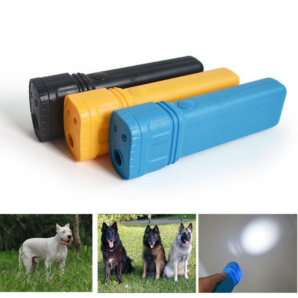 Ultrasonic LED Dog Repeller Trainer Dog Anti Bark Flashlight Type 1 Yellow