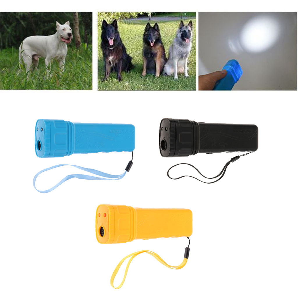 Ultrasonic LED Dog Repeller Trainer Dog Anti Bark Flashlight Type 1 Yellow