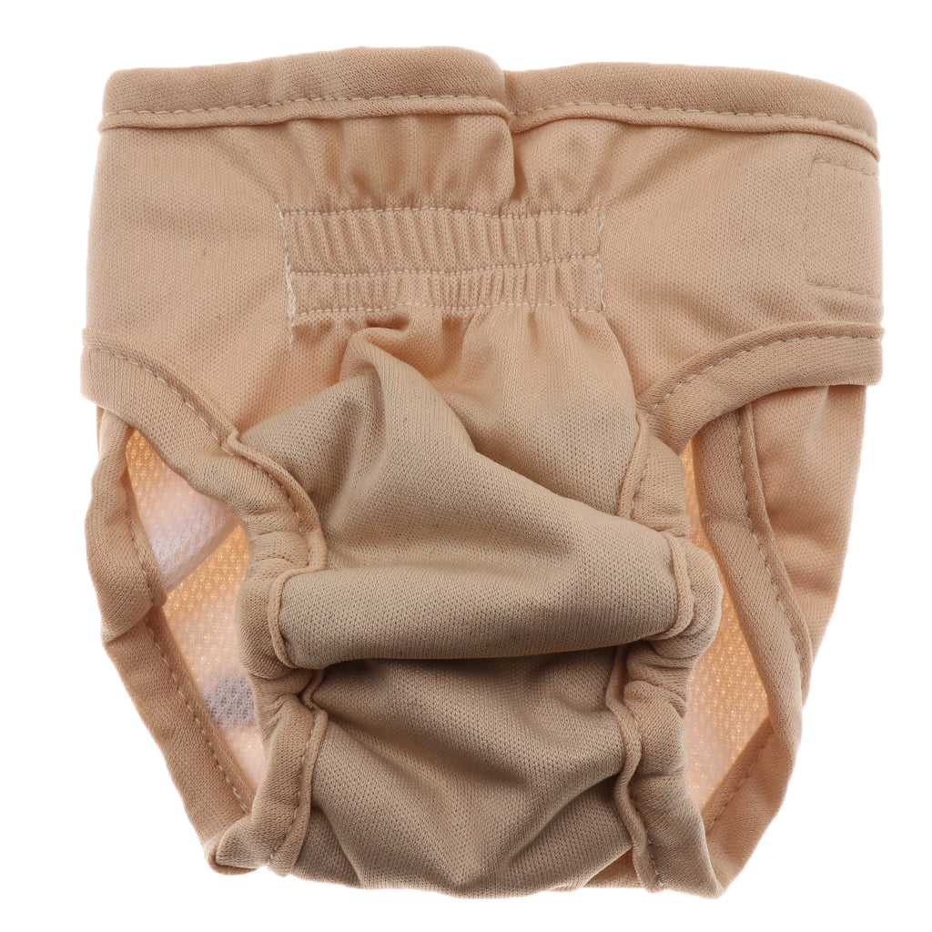 Reusable Dog Underwear Diaper Adjustable Sanitary Panties for Female L Beige