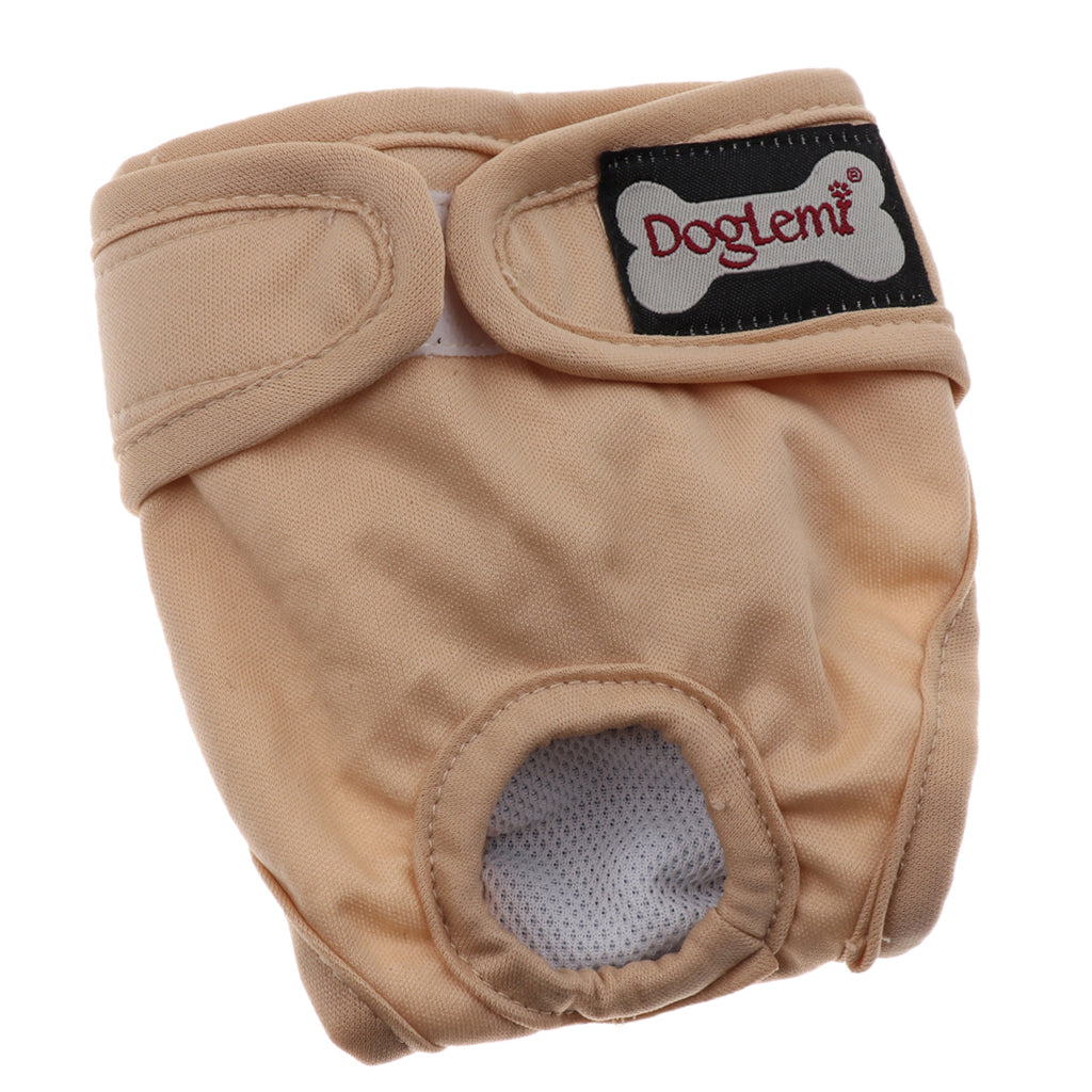 Reusable Dog Underwear Diaper Adjustable Sanitary Panties for Female L Beige