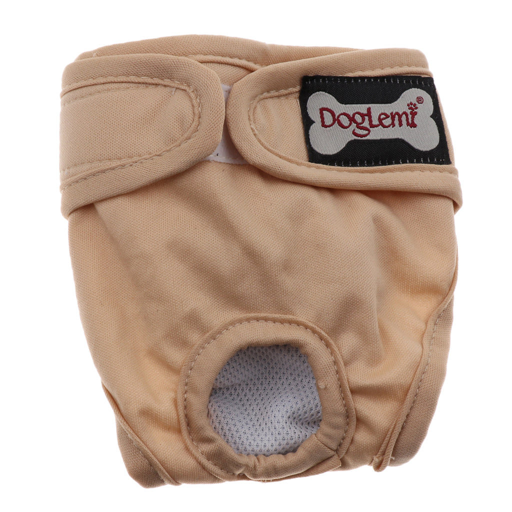 Reusable Dog Underwear Diaper Adjustable Sanitary Panties for Female S Beige