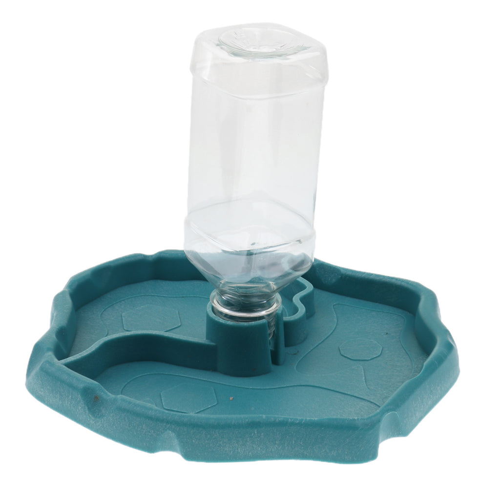 Automatic Reptile Tortoise Gecko Feeding Bowl Water Resin Dish Acid Blue