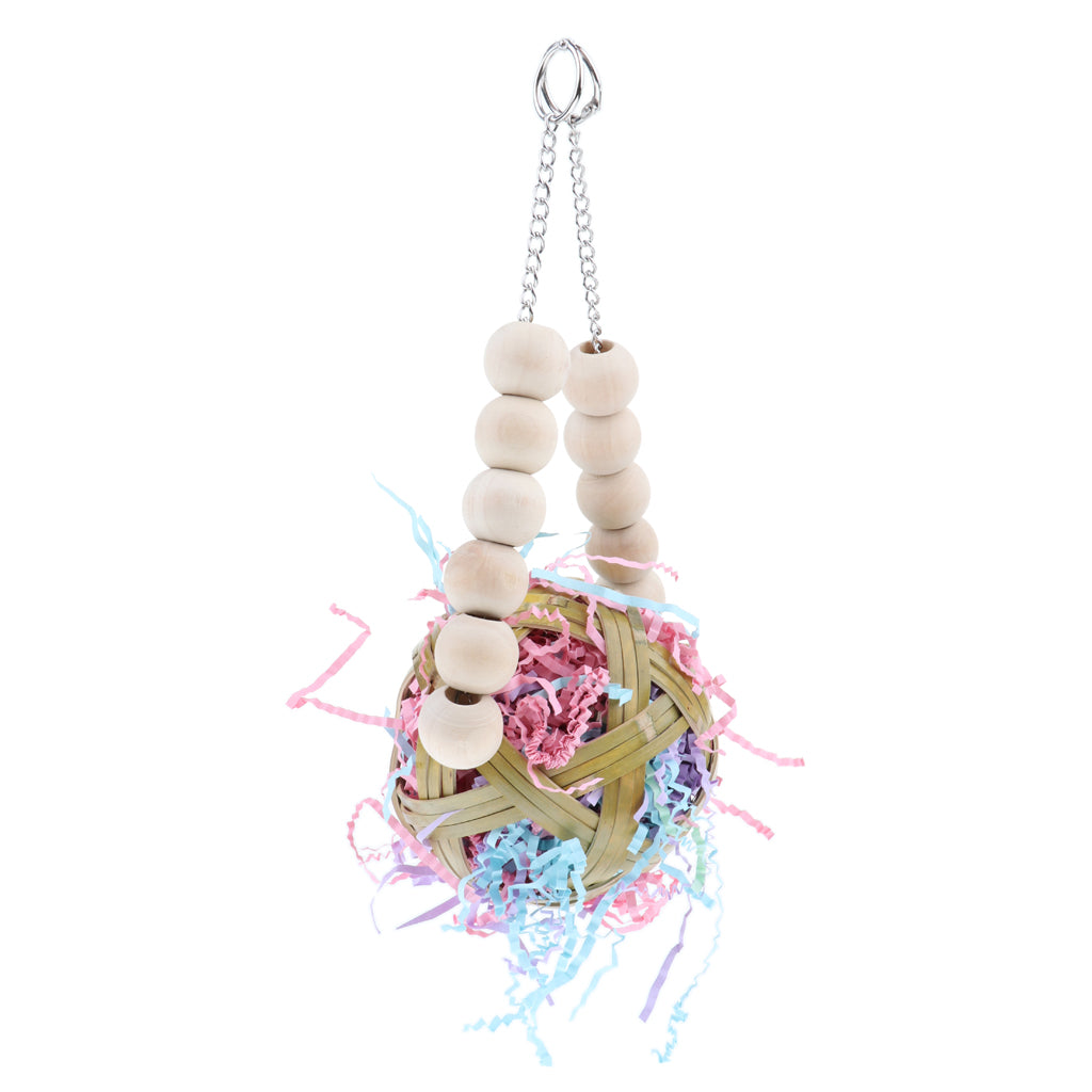 Parrot Bird Hanging Natural Grass Bite Chewing Toy Cage Decoration Dia.10cm