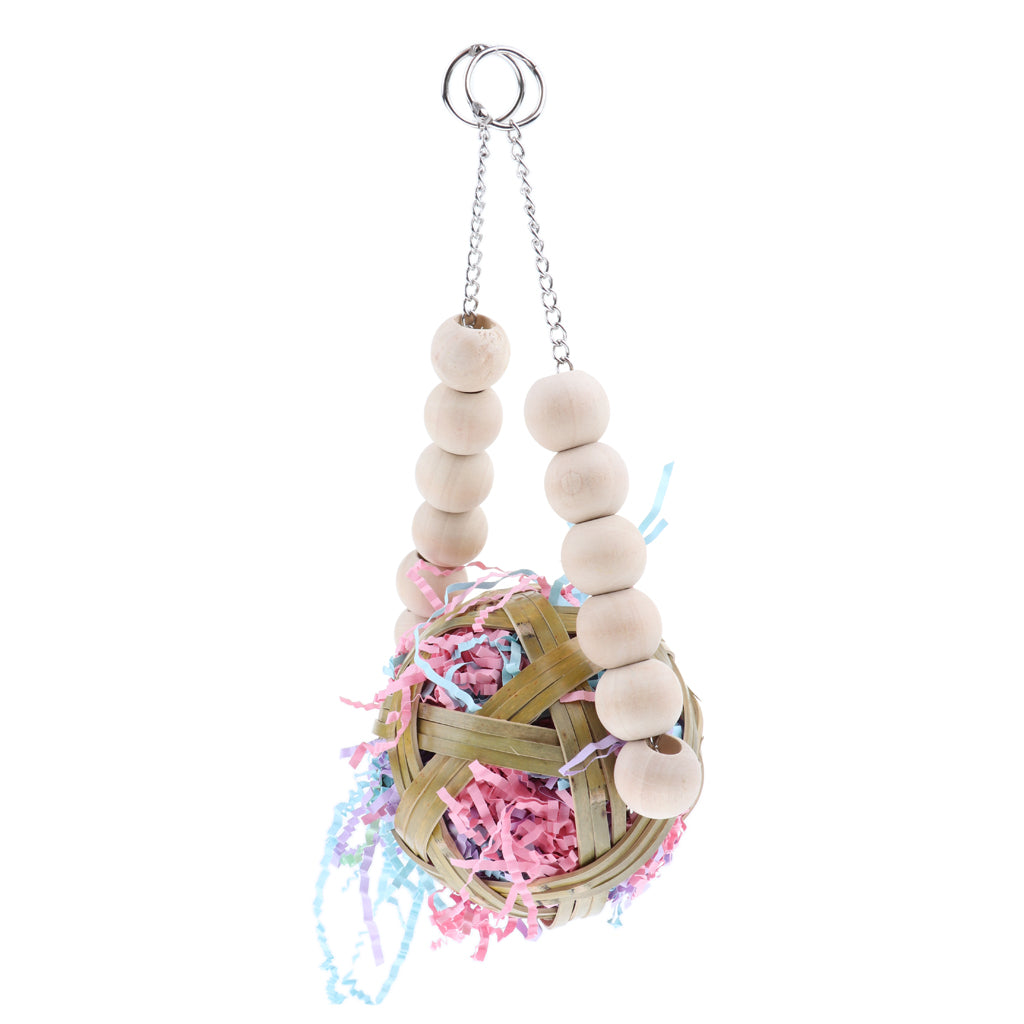 Parrot Bird Hanging Natural Grass Bite Chewing Toy Cage Decoration Dia.10cm