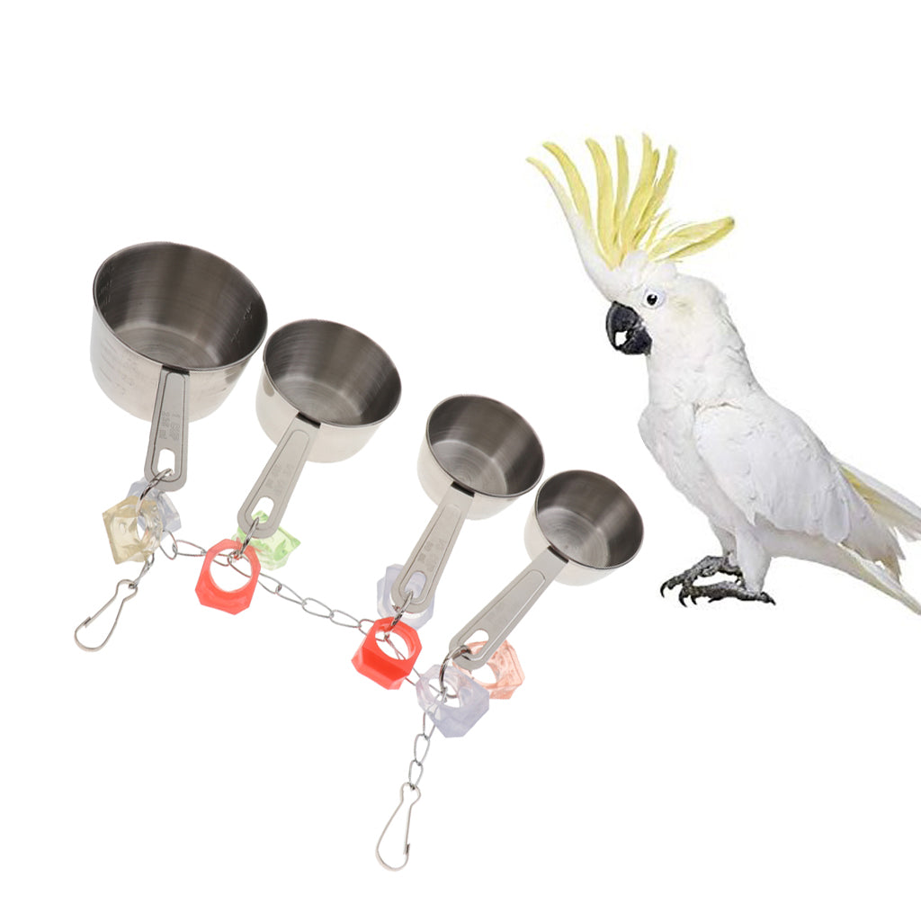 Parrot Stainless Steel Four-pot String Toy with Sweet Sound Bird Cage Toys