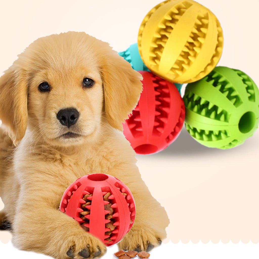 7cm Rubber Ball Chew Treat Cleaning Pet Dog Training Teeth Toy Red