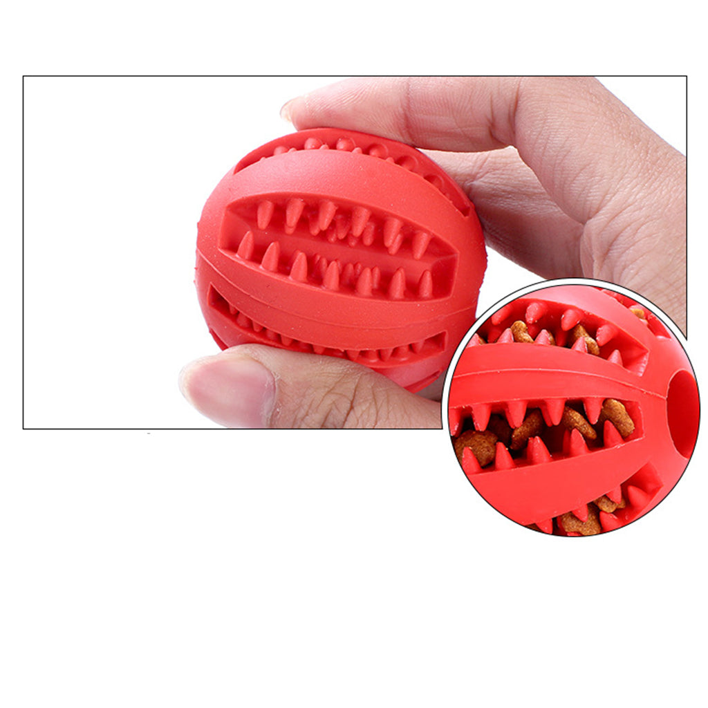 7cm Rubber Ball Chew Treat Cleaning Pet Dog Training Teeth Toy Red