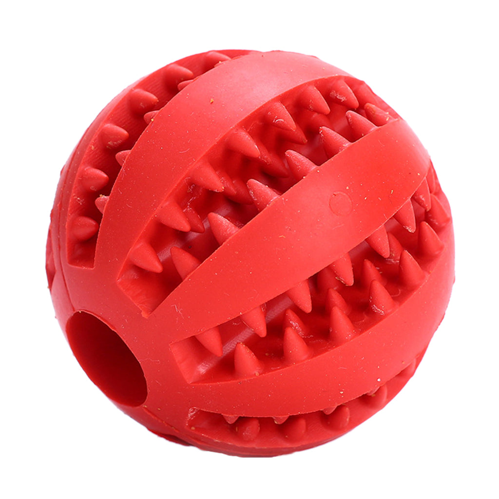 7cm Rubber Ball Chew Treat Cleaning Pet Dog Training Teeth Toy Red