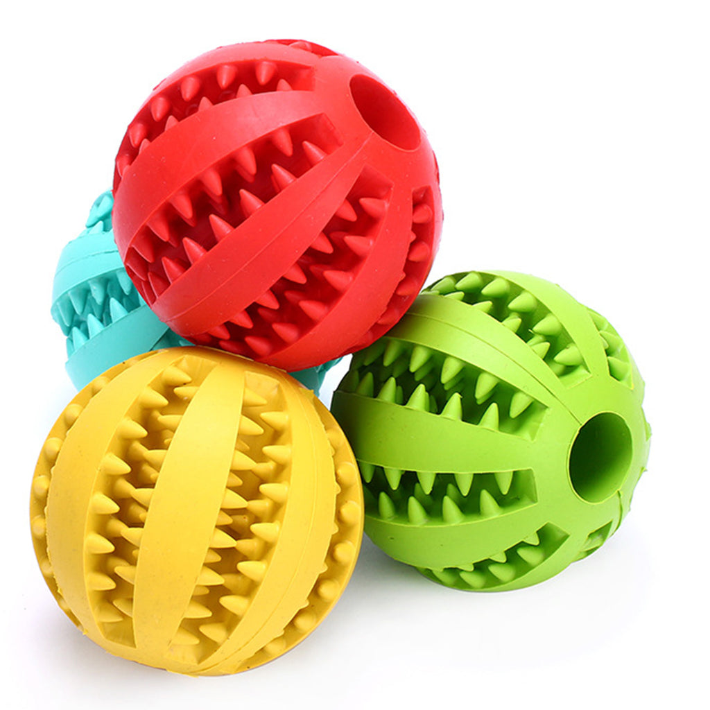 7cm Rubber Ball Chew Treat Cleaning Pet Dog Training Teeth Toy Red