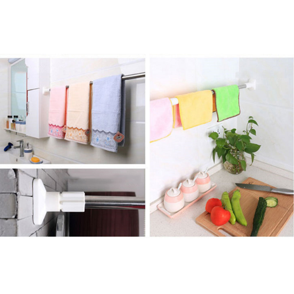 Spring Extendable Telescopic Curtain Clothes Rods 70-124cm Square End