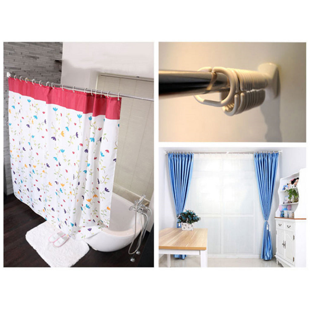 Spring Extendable Telescopic Curtain Clothes Rods 70-124cm Square End