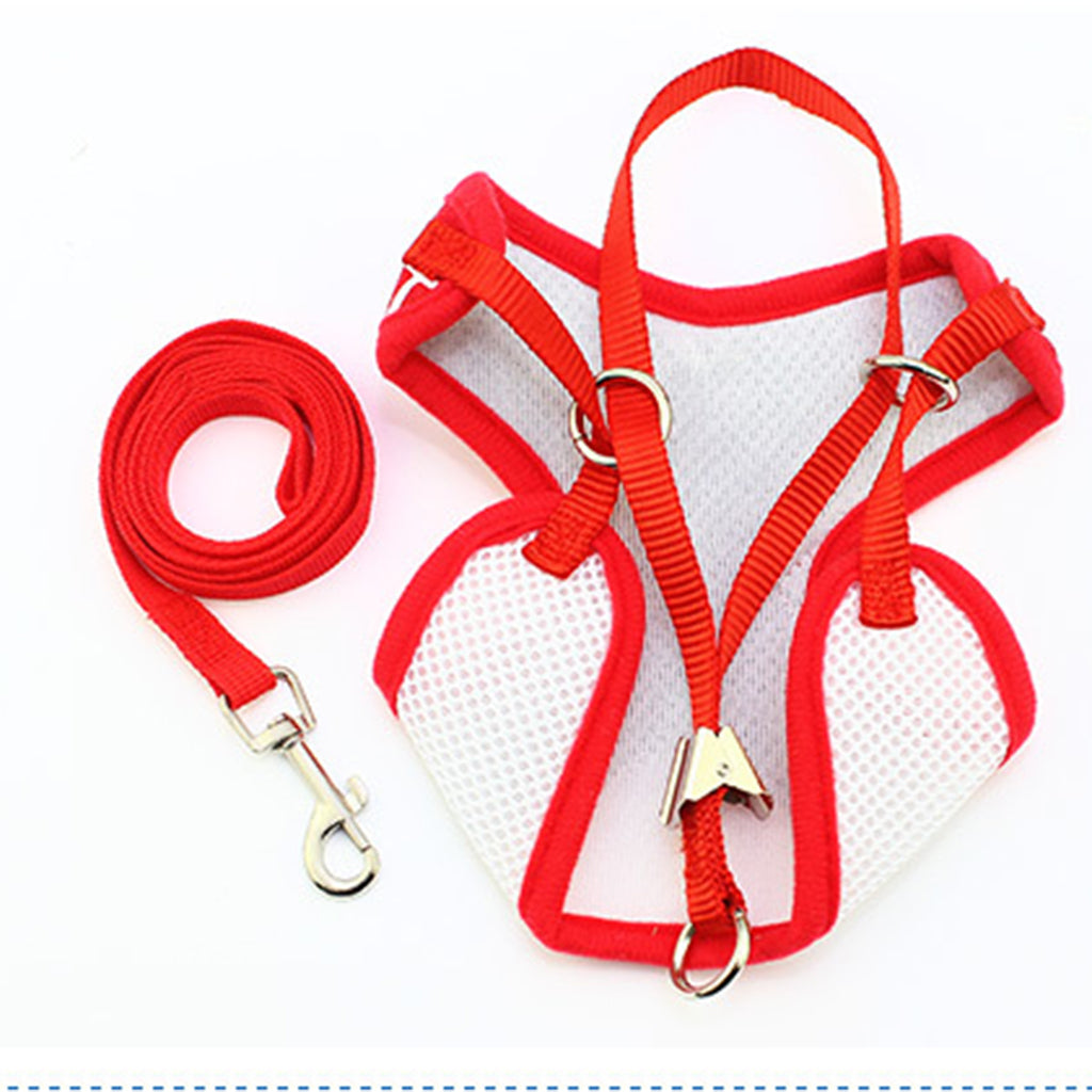 Adjustable Dog Harness Traction Rope Dog Vest Clothes Red