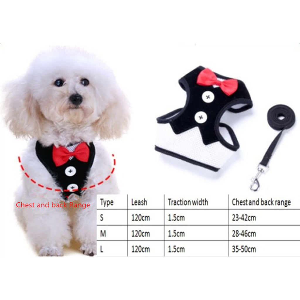 Adjustable Dog Harness Traction Rope Dog Vest Clothes Red