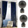 2 Piece Window Curtain Drapery Decorative Pole Rod End #4 Black 28mm