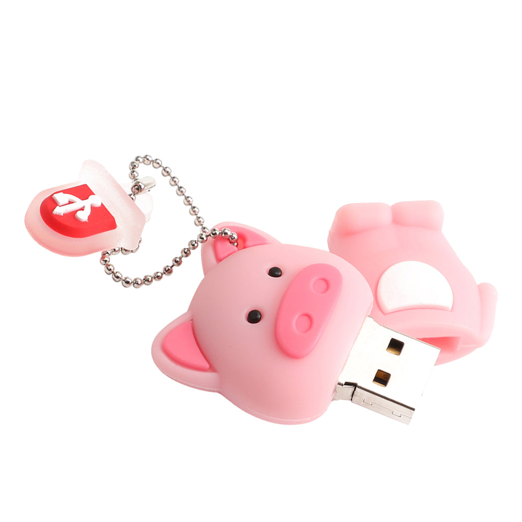 Piggy Pig Shaped Keychain Flash Drive Storage Memory Stick USB 2.0 U-Disk 64GB