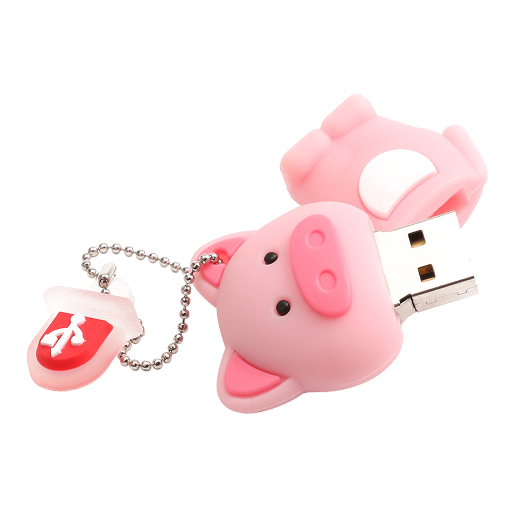 Piggy Pig Shaped Keychain Flash Drive Storage Memory Stick USB 2.0 U-Disk 64GB