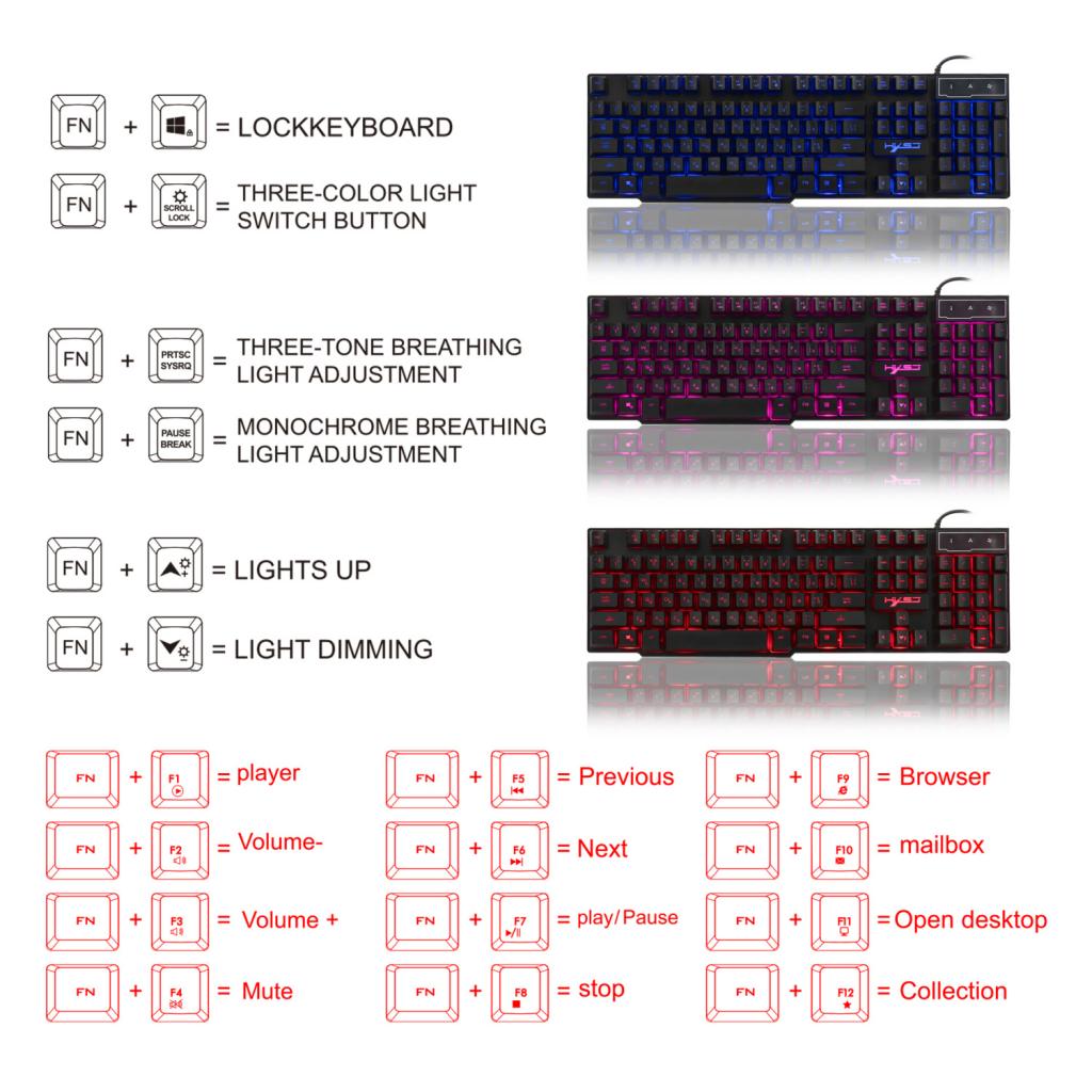 Russian/English Gaming Keyboard LED Backlit Keyboard with Floating Keycaps