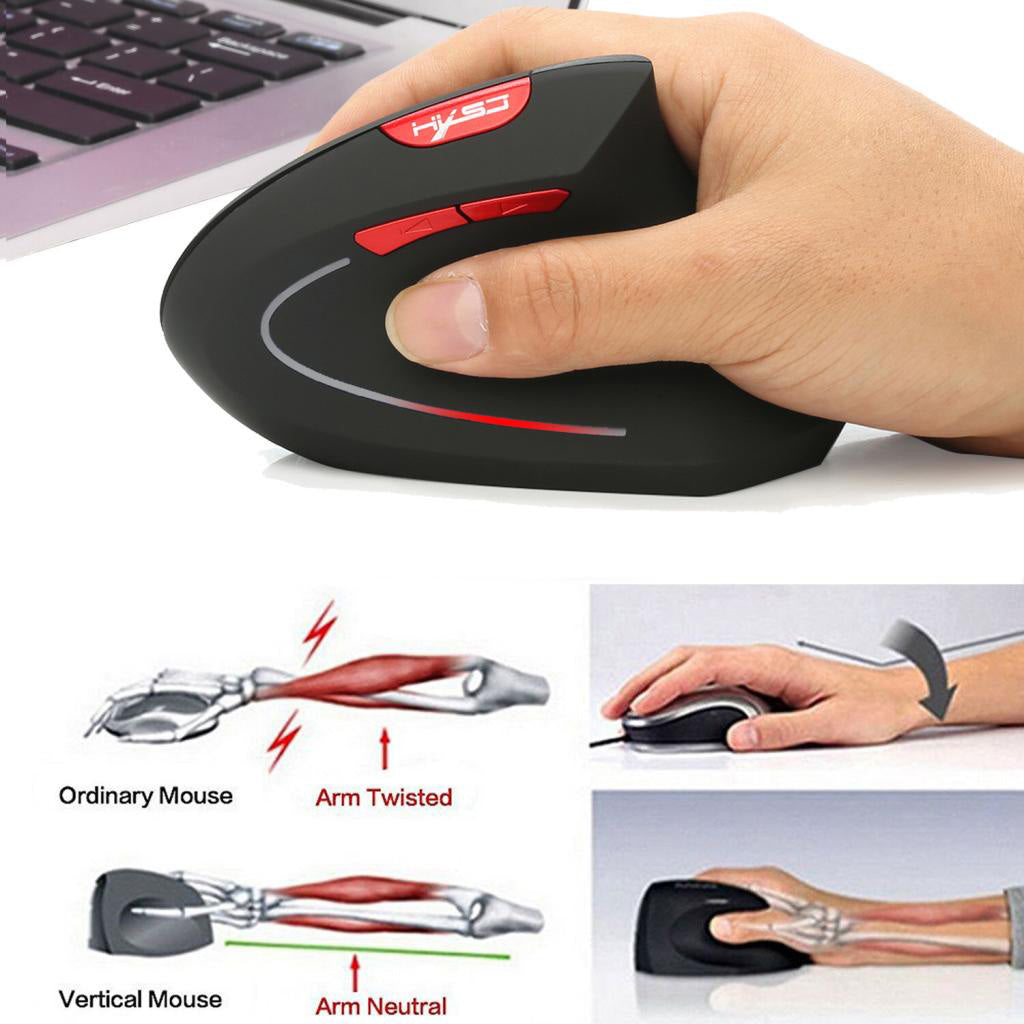 2.4G Ergonomic Optical Wireless Mouse 800/1600/2400 DPI Healthy Mice Black