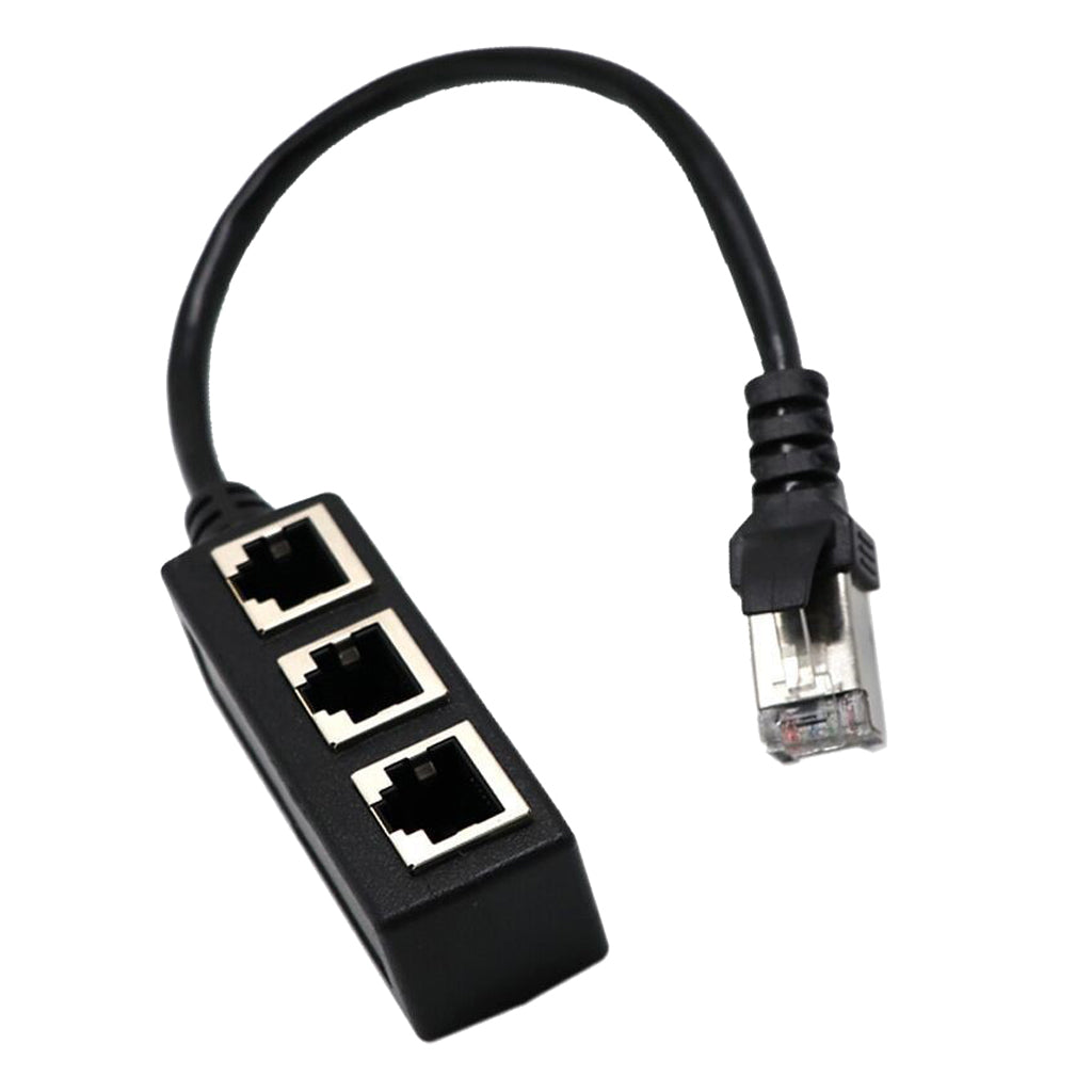 RJ45 1 to 3 Ethernet LAN Network Cable Splitter 3 Way Extender Adapter Black