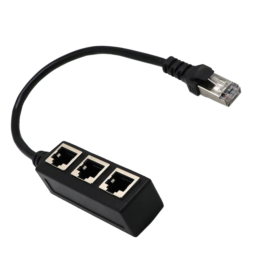 RJ45 1 to 3 Ethernet LAN Network Cable Splitter 3 Way Extender Adapter Black