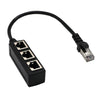 RJ45 1 to 3 Ethernet LAN Network Cable Splitter 3 Way Extender Adapter Black