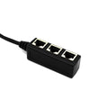 RJ45 1 to 3 Ethernet LAN Network Cable Splitter 3 Way Extender Adapter Black