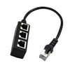 RJ45 1 to 3 Ethernet LAN Network Cable Splitter 3 Way Extender Adapter Black