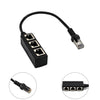 RJ45 1 to 3 Ethernet LAN Network Cable Splitter 3 Way Extender Adapter Black