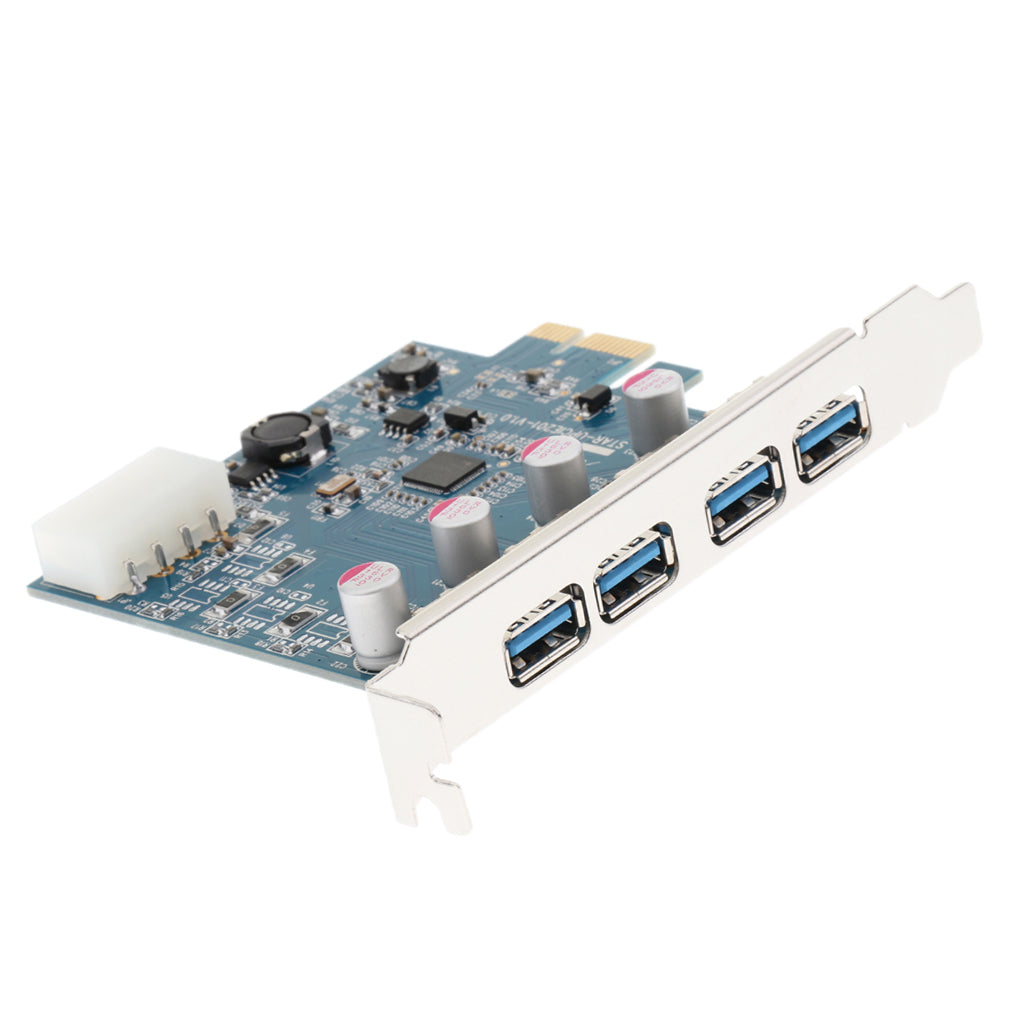 Desktops PCI-e 4-port USB 3.0 Hub Controller Expansion Riser Card Adapter