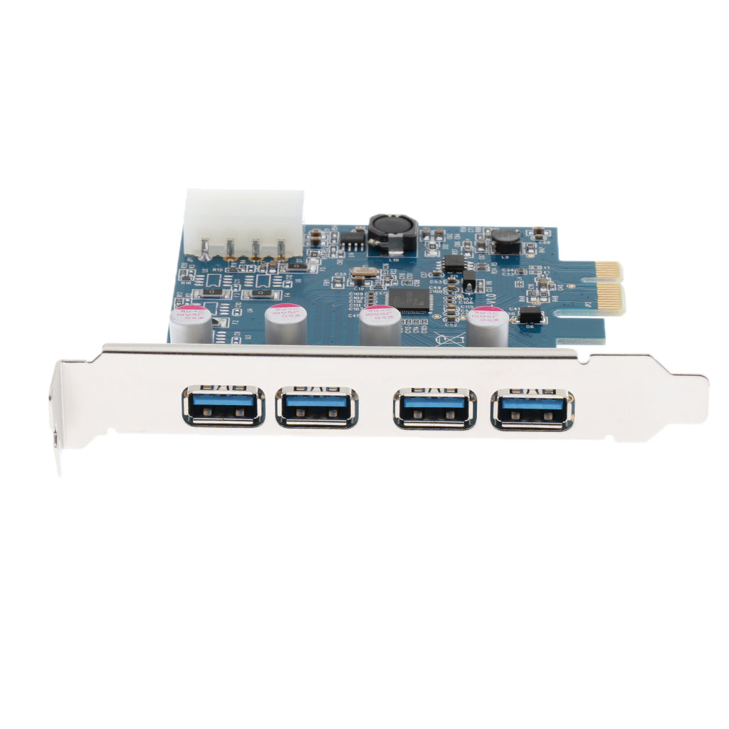 Desktops PCI-e 4-port USB 3.0 Hub Controller Expansion Riser Card Adapter