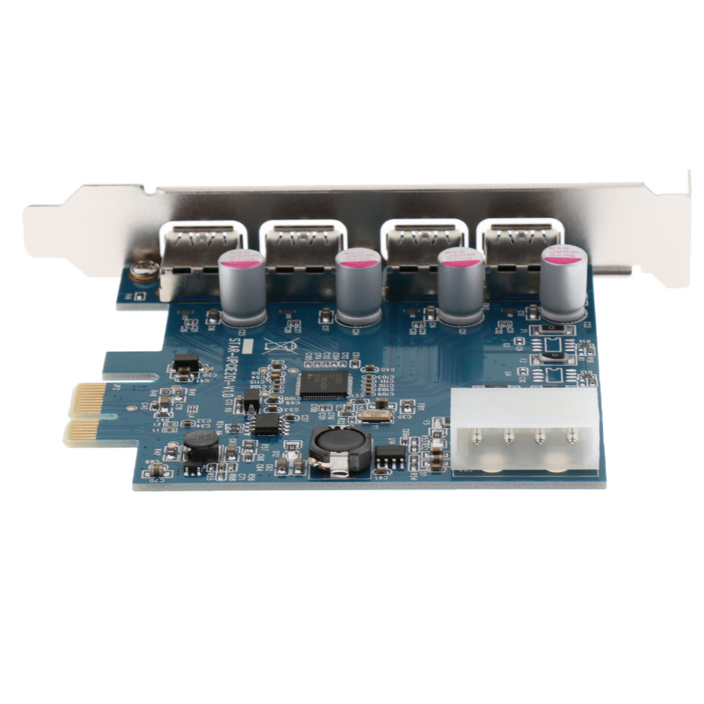 Desktops PCI-e 4-port USB 3.0 Hub Controller Expansion Riser Card Adapter