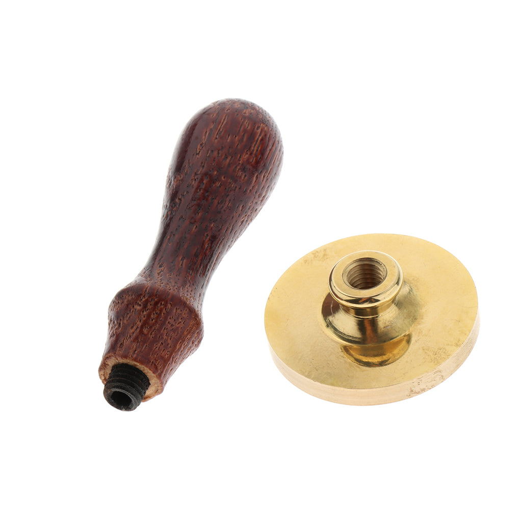 Exquisite Copper Sealing Wax Seal Stamp Wood Handle Patternless 02