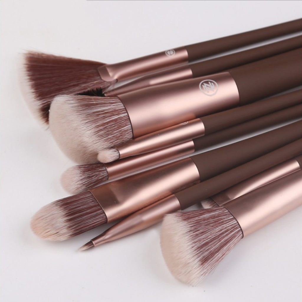 Synthetic Makeup Cosmetic Foundation Powder Cream Blending Brush Kit Brown