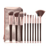 Synthetic Makeup Cosmetic Foundation Powder Cream Blending Brush Kit Brown