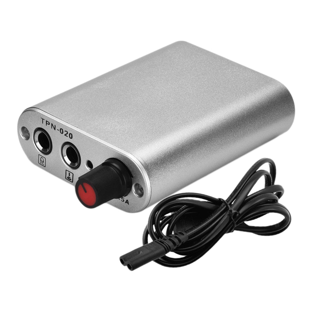 Portable Mini Tattoo Power Supply with Power Cord for Tattoo Machine Silver