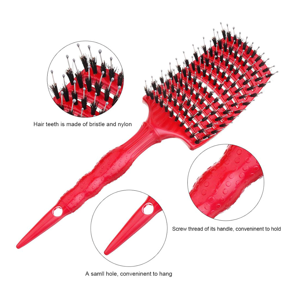 Large Curved Vent Hairbrush Comb for Detangling Blow Drying Scalp Massage Red