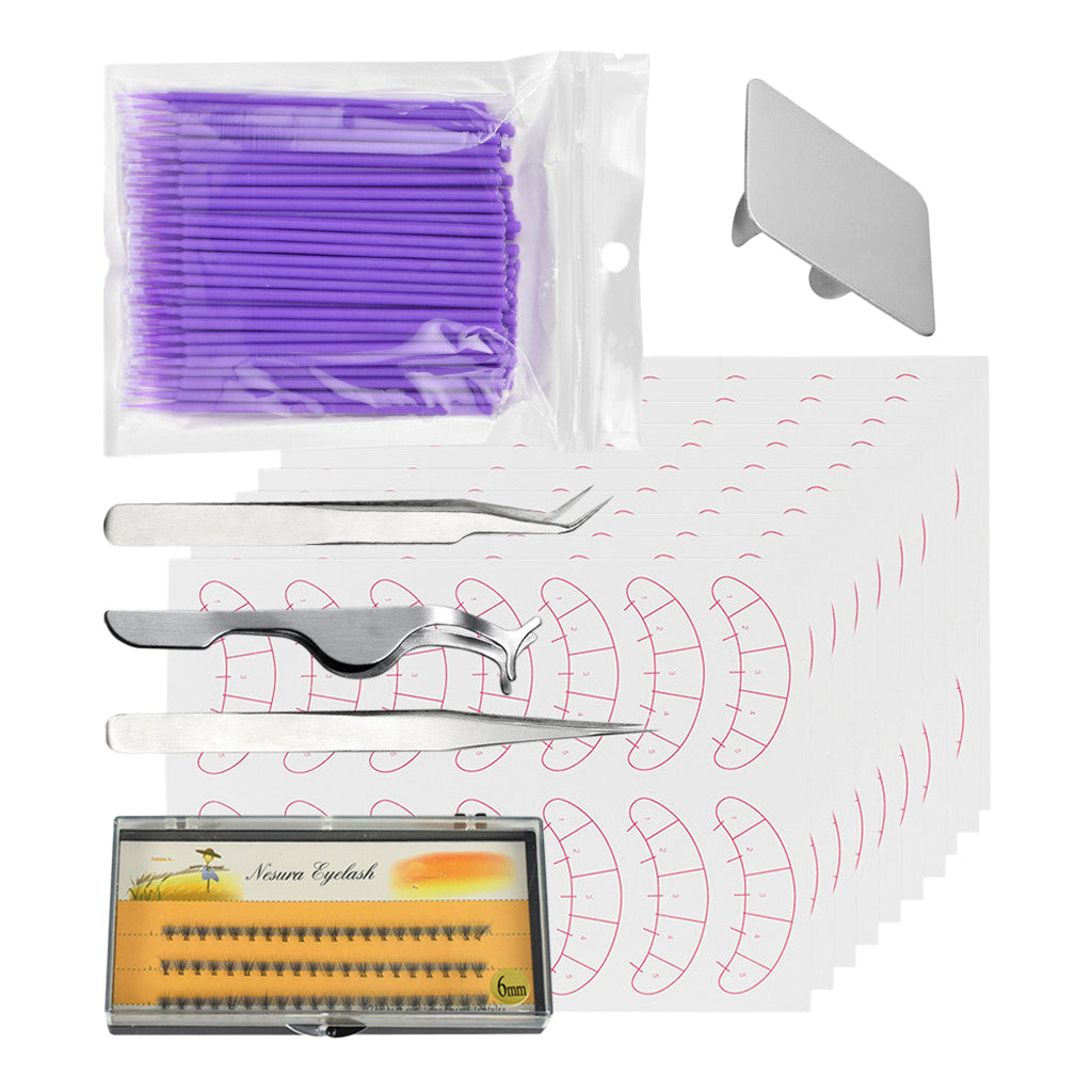 115X False Eyelashes Extension Practice Exercise Set Training Kit Purple