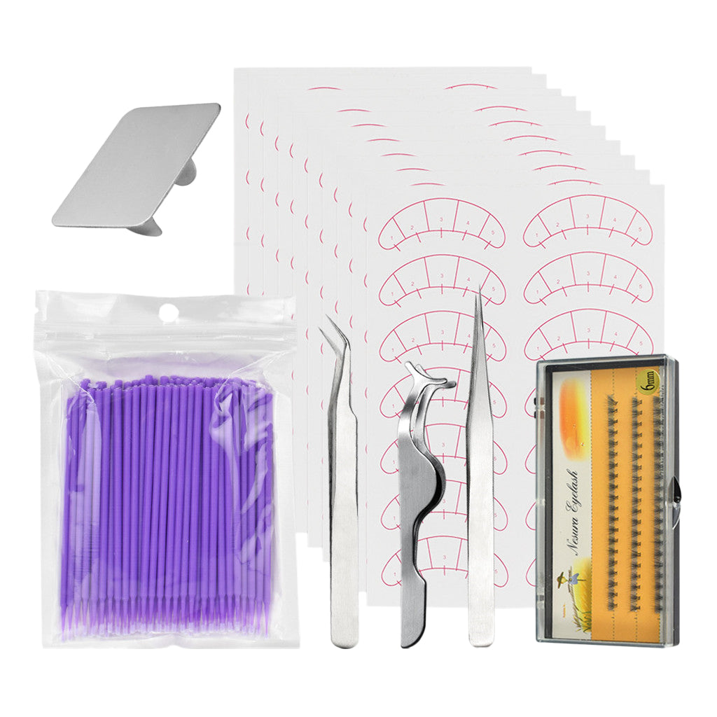 115X False Eyelashes Extension Practice Exercise Set Training Kit Purple