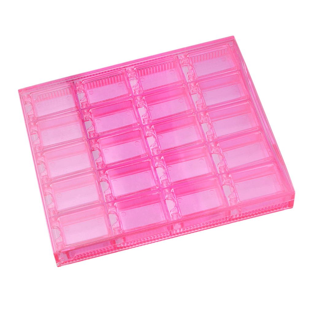 20 Grid Transparent Acrylic Nail Jewelry Storage Box Grid Pink