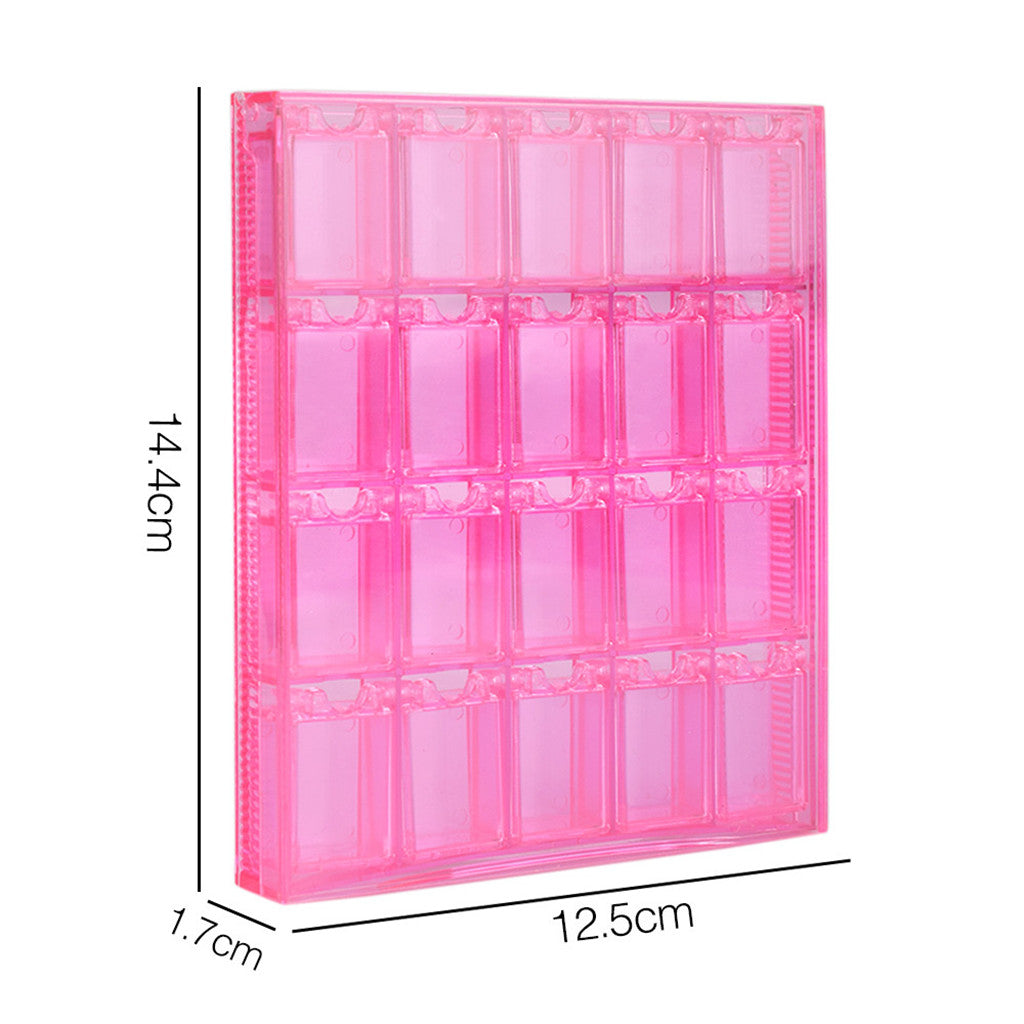 20 Grid Transparent Acrylic Nail Jewelry Storage Box Grid Pink