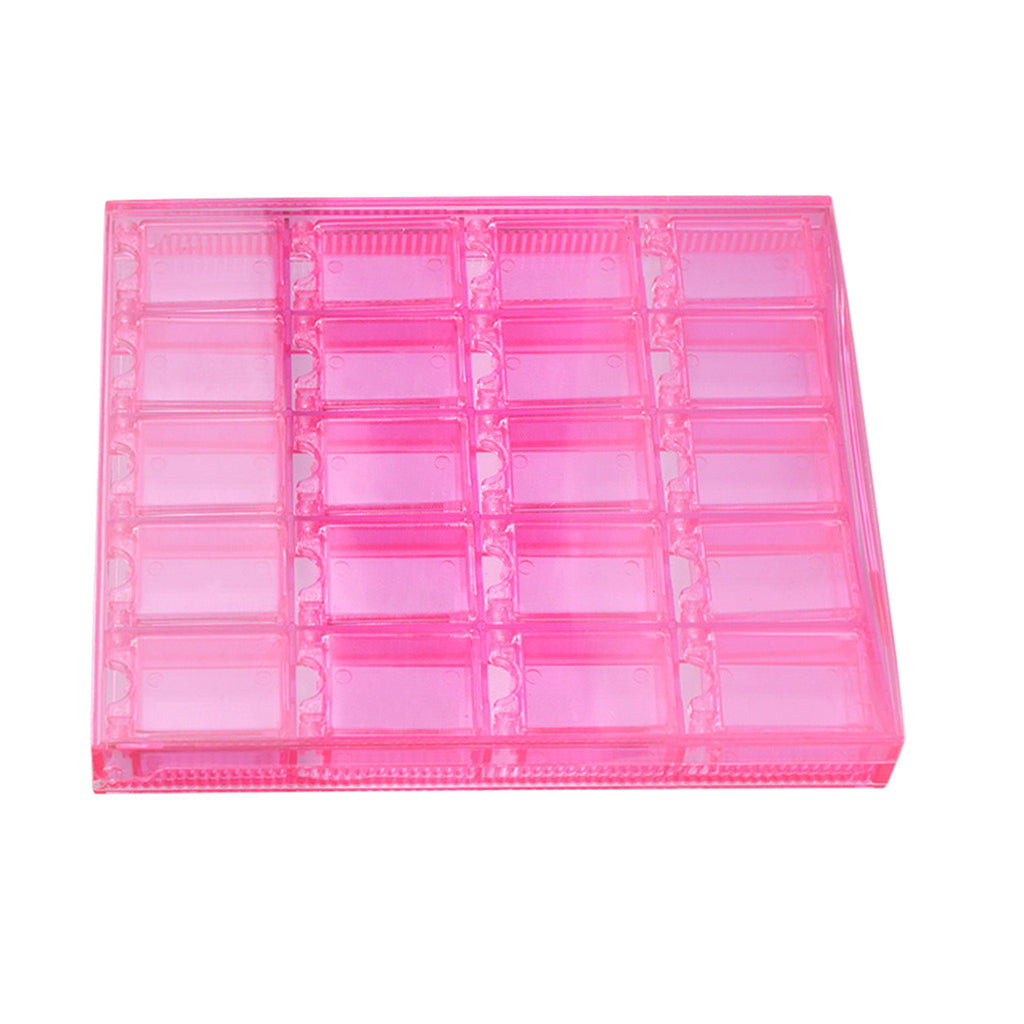 20 Grid Transparent Acrylic Nail Jewelry Storage Box Grid Pink