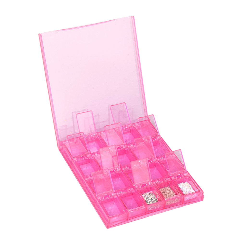 20 Grid Transparent Acrylic Nail Jewelry Storage Box Grid Pink