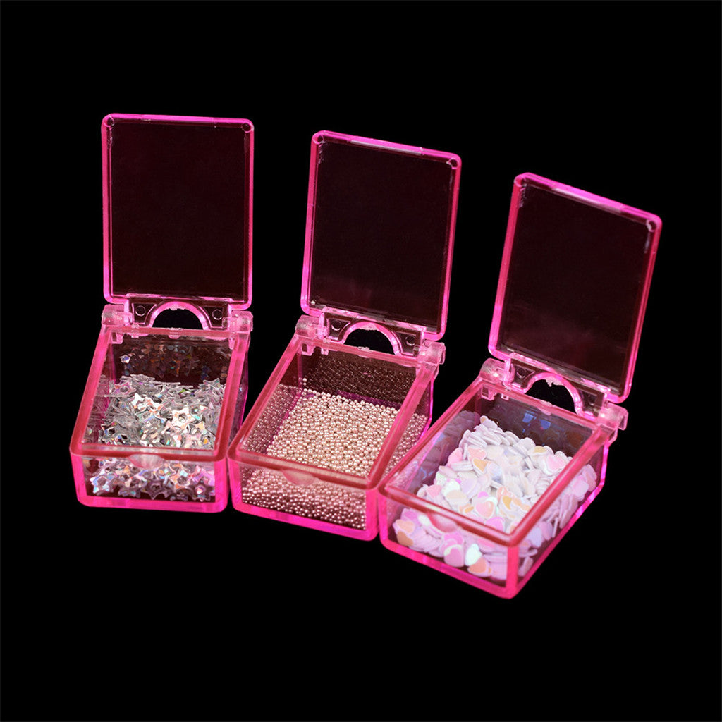 20 Grid Transparent Acrylic Nail Jewelry Storage Box Grid Pink