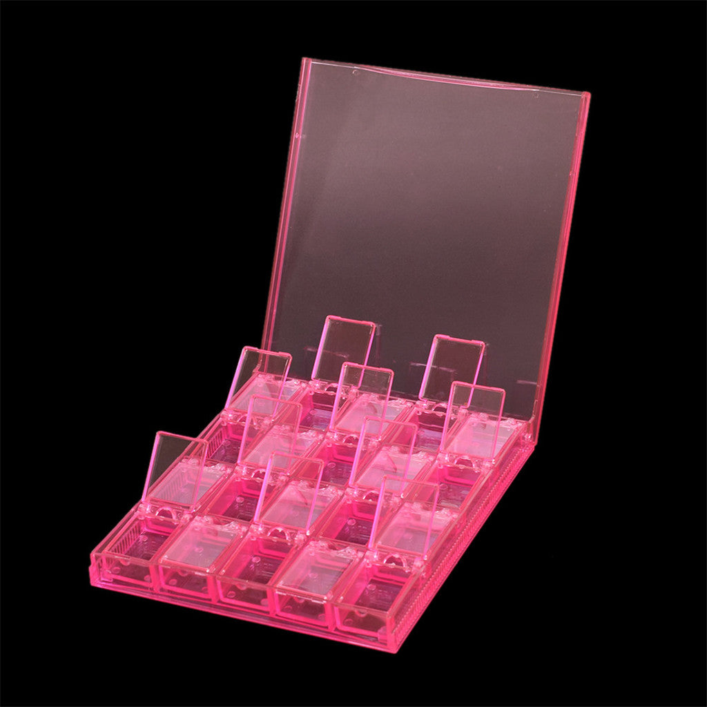 20 Grid Transparent Acrylic Nail Jewelry Storage Box Grid Pink