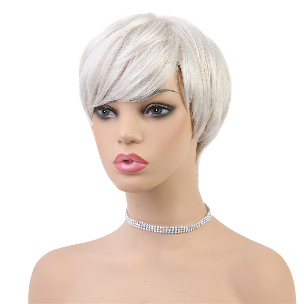 Human Hair Wig Fluffy Texture Short Wig&Bangs Pixie Cut Wigs for White Women