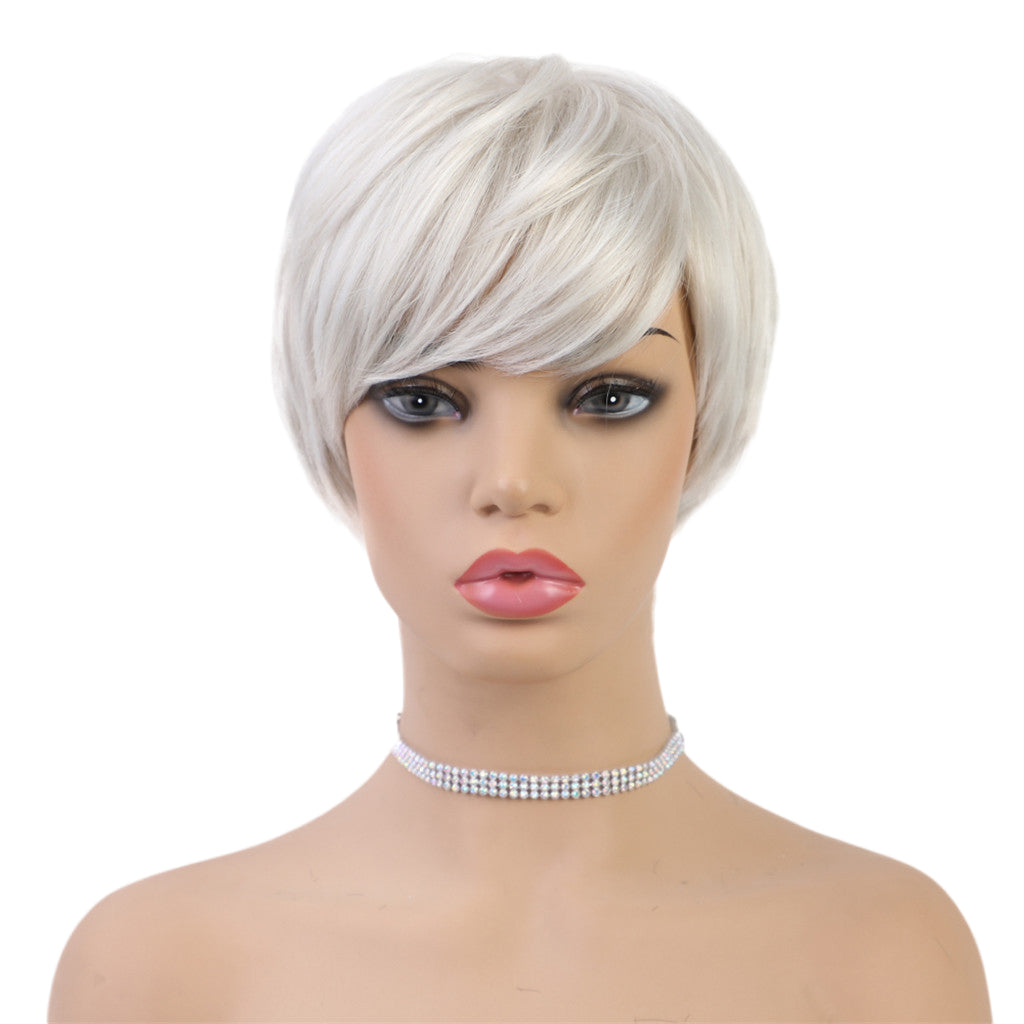 Human Hair Wig Fluffy Texture Short Wig&Bangs Pixie Cut Wigs for White Women