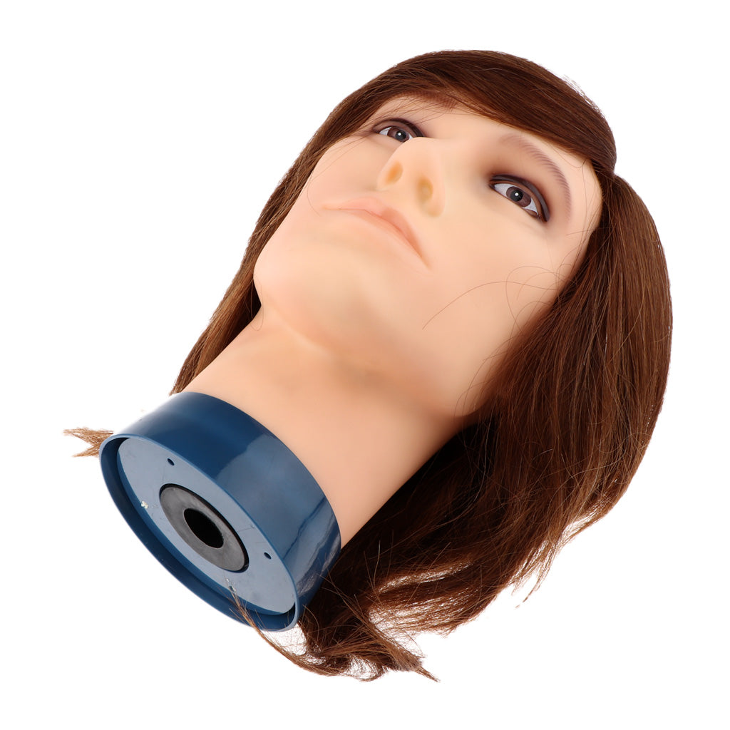 Human Hair Male Mannequin Head Hairdresser Training Cosmetology Doll Head