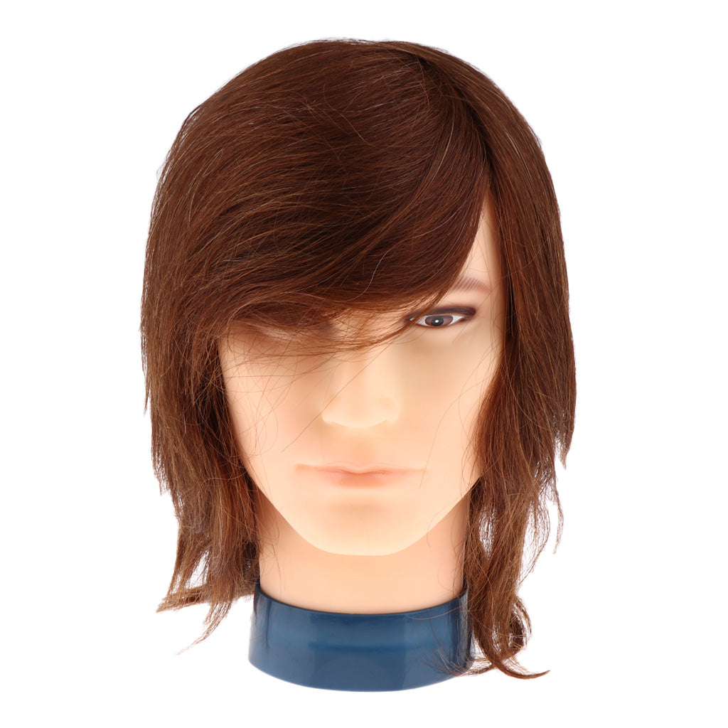 Human Hair Male Mannequin Head Hairdresser Training Cosmetology Doll Head