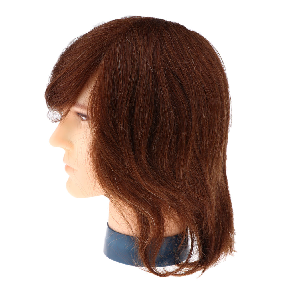 Human Hair Male Mannequin Head Hairdresser Training Cosmetology Doll Head