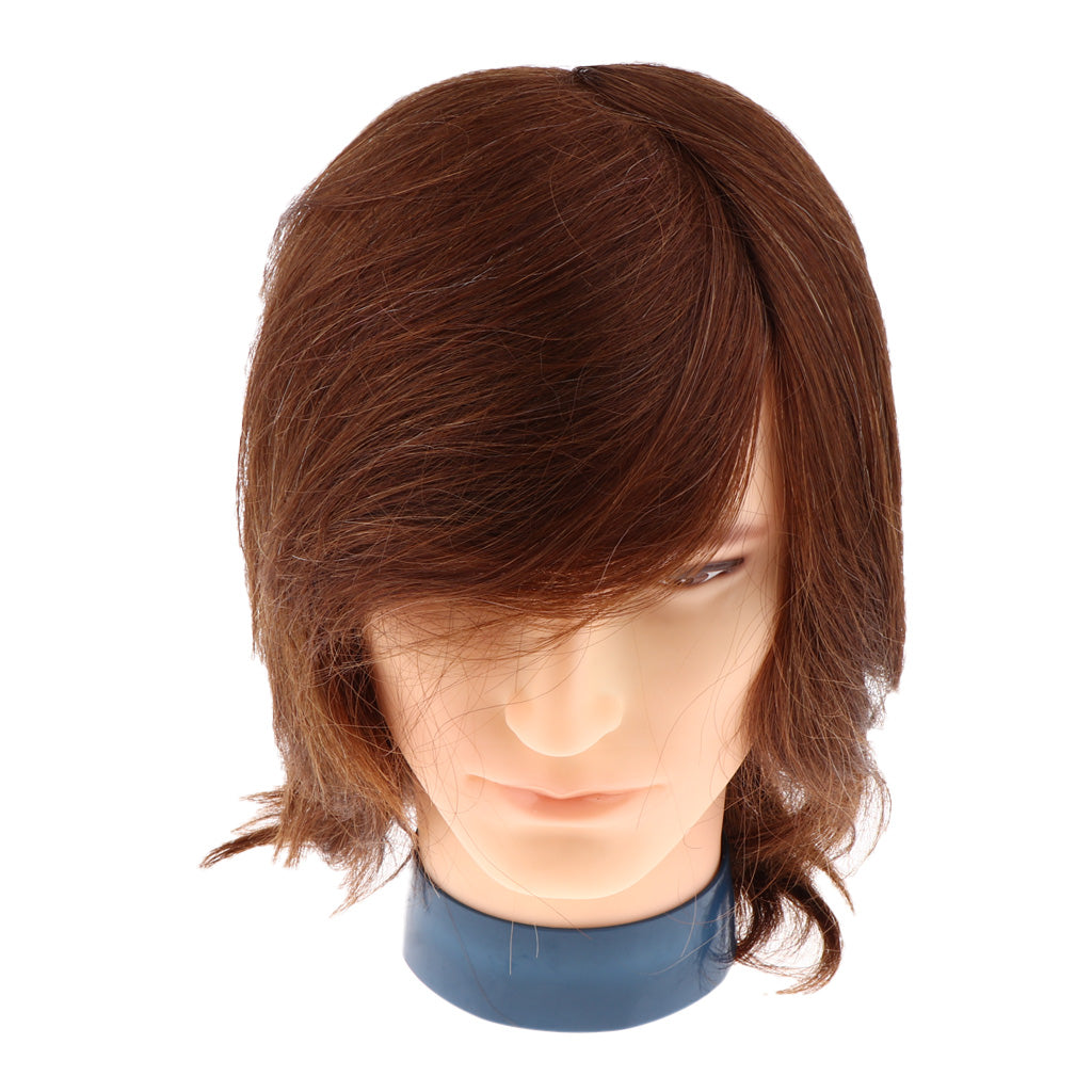 Human Hair Male Mannequin Head Hairdresser Training Cosmetology Doll Head